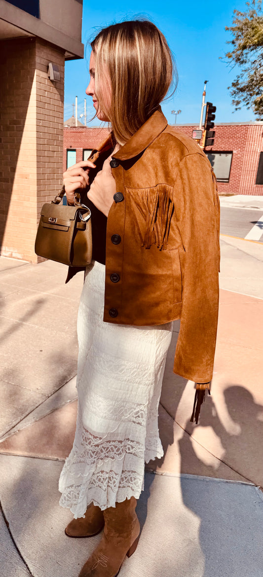Franny Faux Suede Fringe Jacket