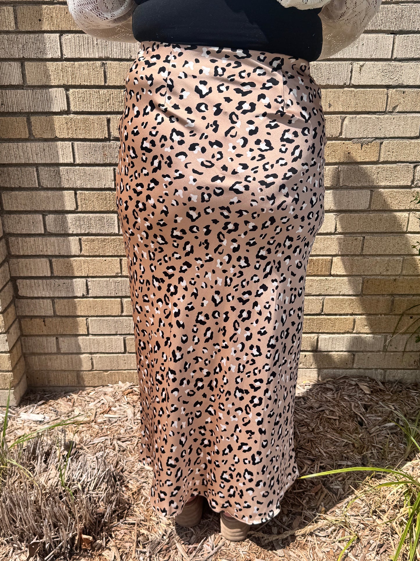 Layla Leopard Satin Midi Skirt