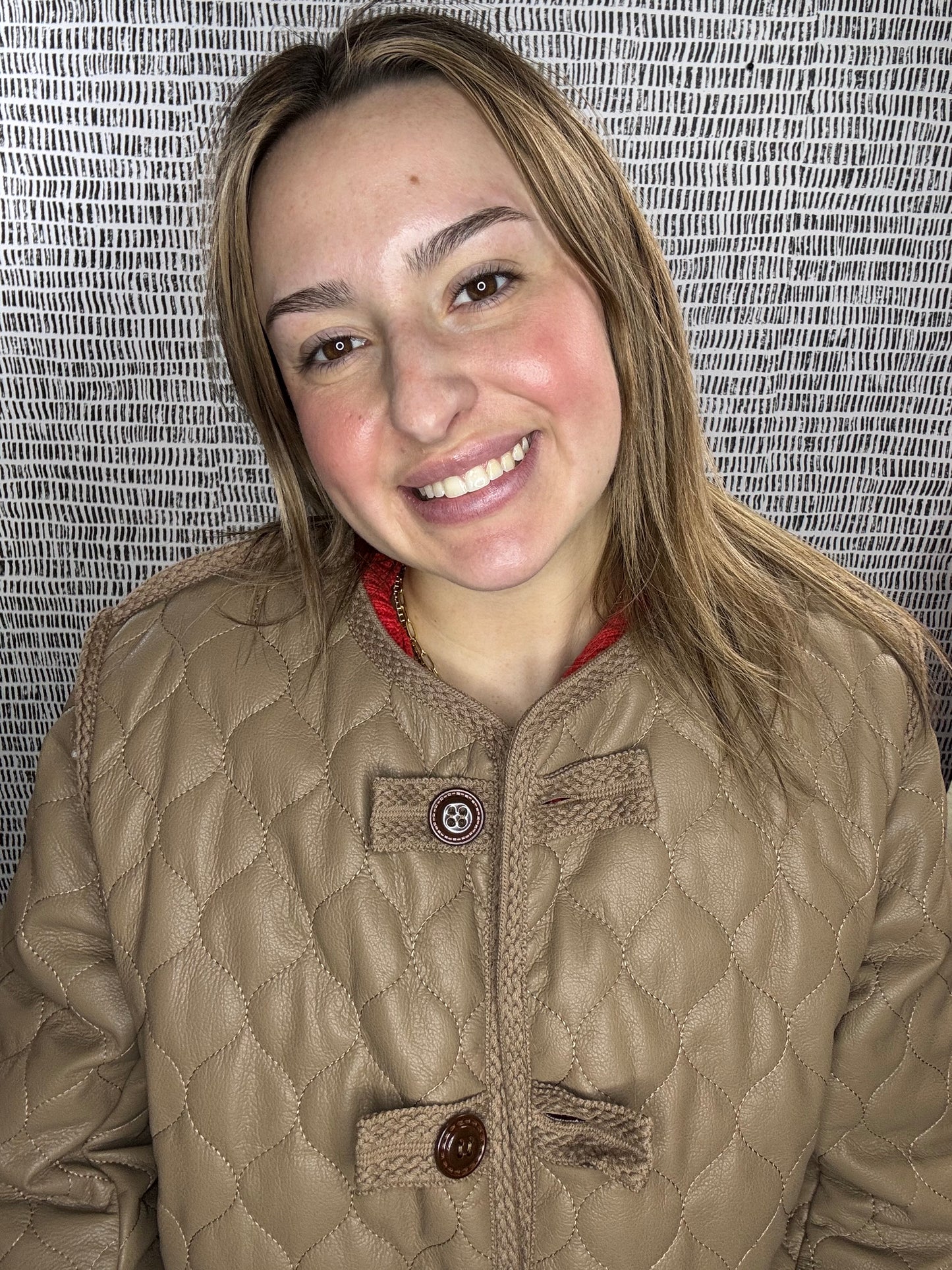 Faux Leather Quilted Coat