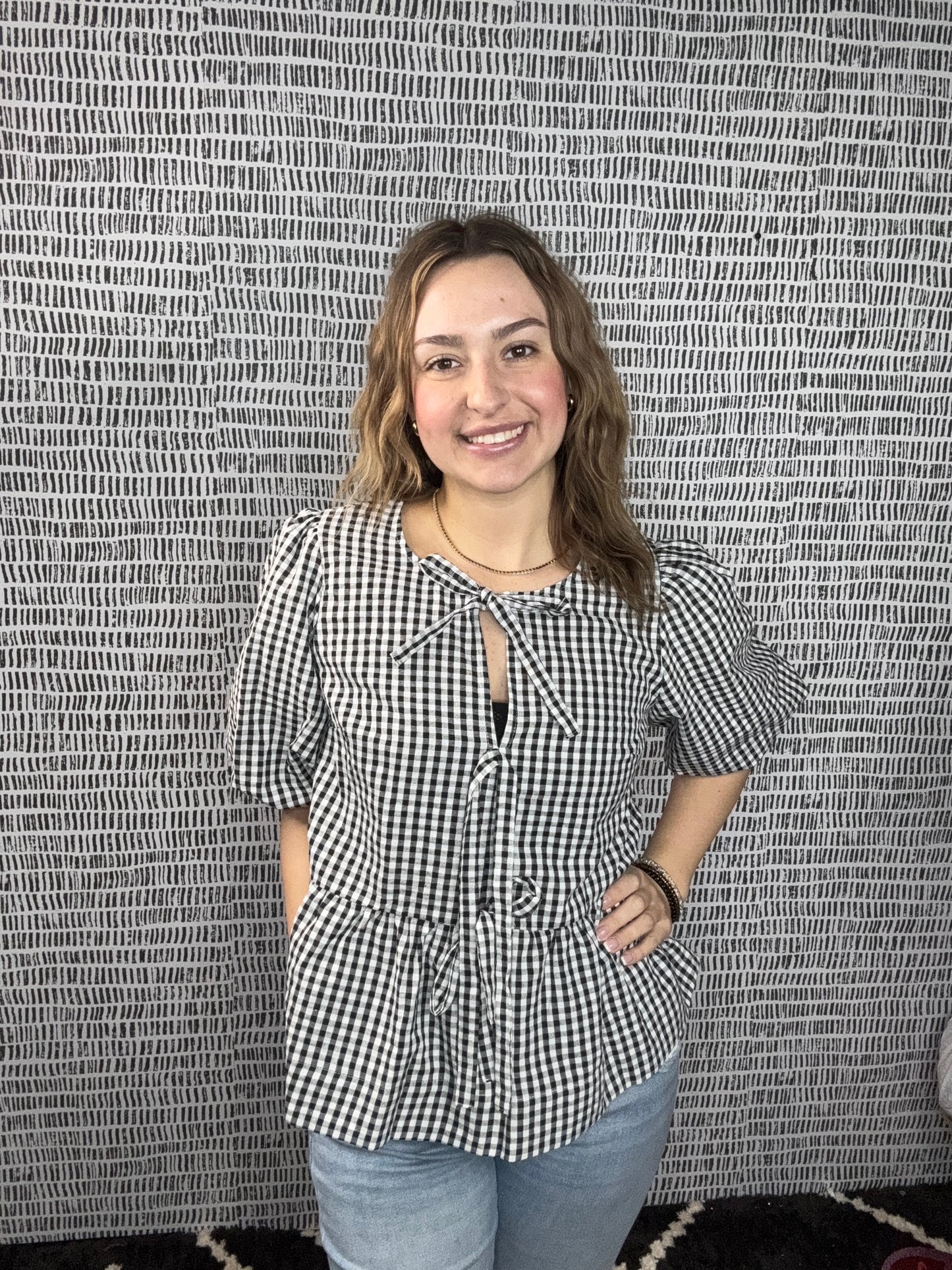 Gingham Plaid Blouse Top