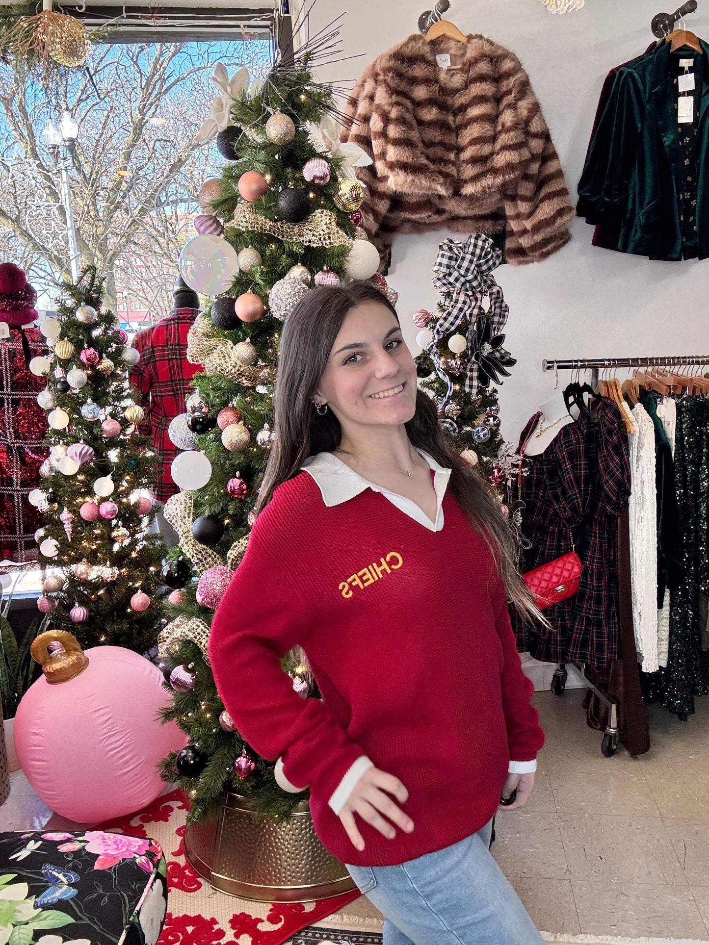 CUSTOM Chiefs Polo Sweater w/ Collar