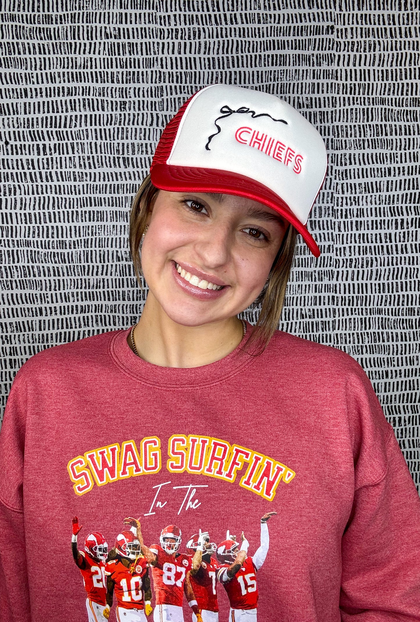 Kansas City Swag Surfin Heather Red Graphic Sweatshirt