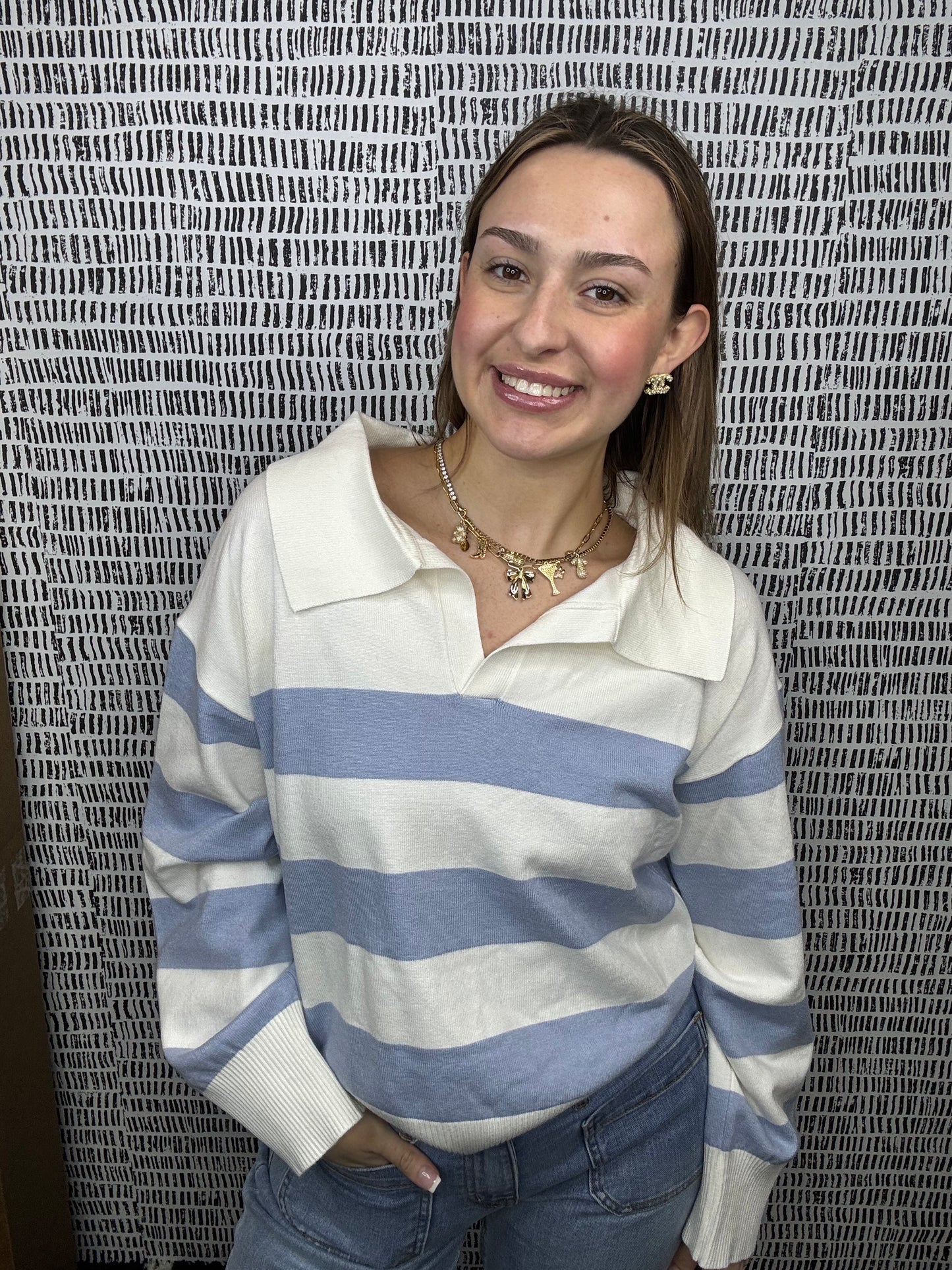 Polo Stripe Sweater Top