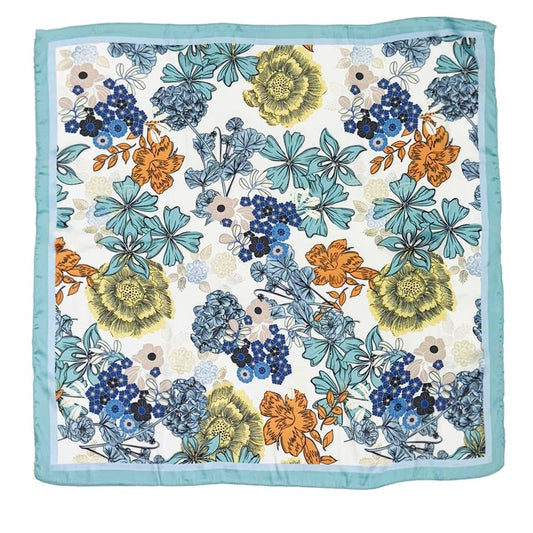 Multi Flower Pattern Square Bandana Scarf