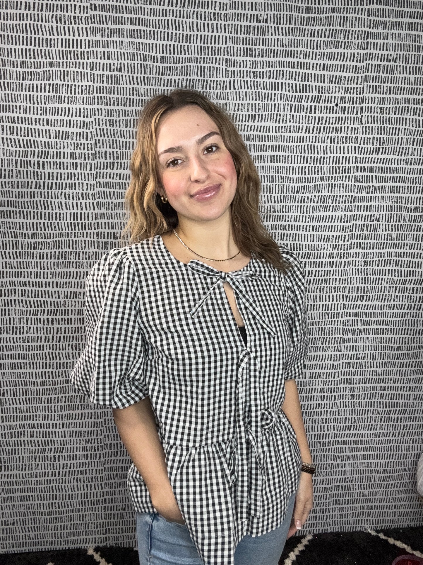 Gingham Plaid Blouse Top