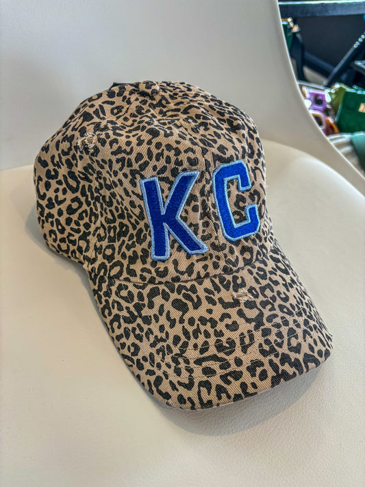 KC Leopard Distressed Cotton Baseball Cap