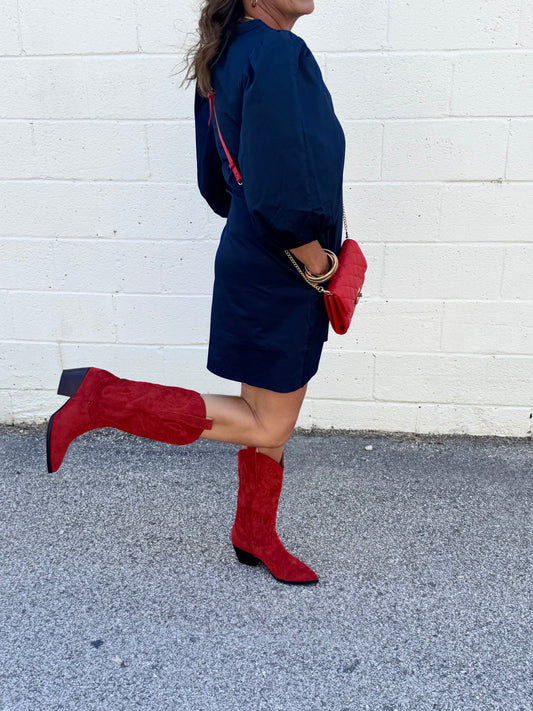 Victoria Shift Split Neck Mini Dress