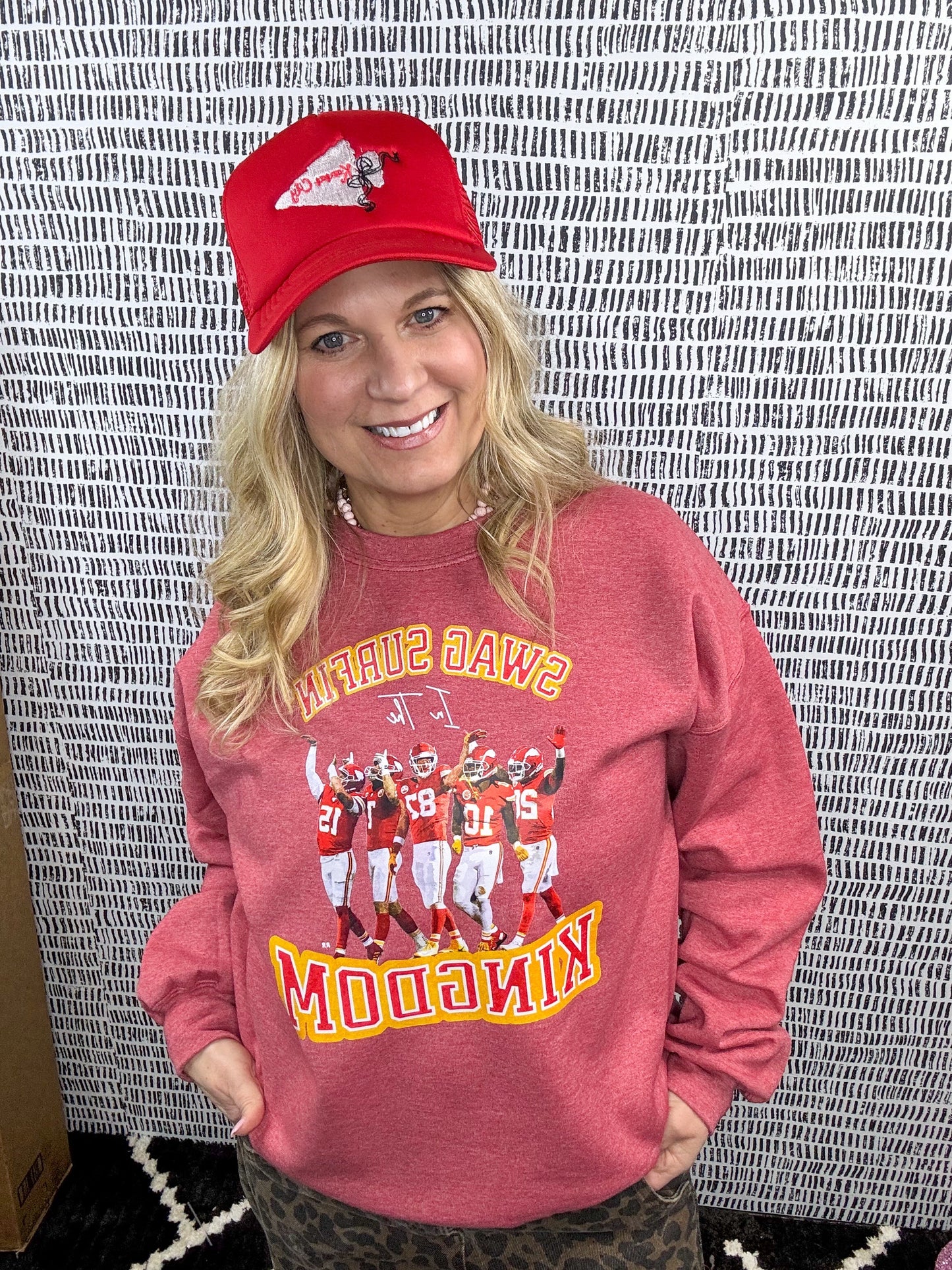 Kansas City Swag Surfin Heather Red Graphic Sweatshirt