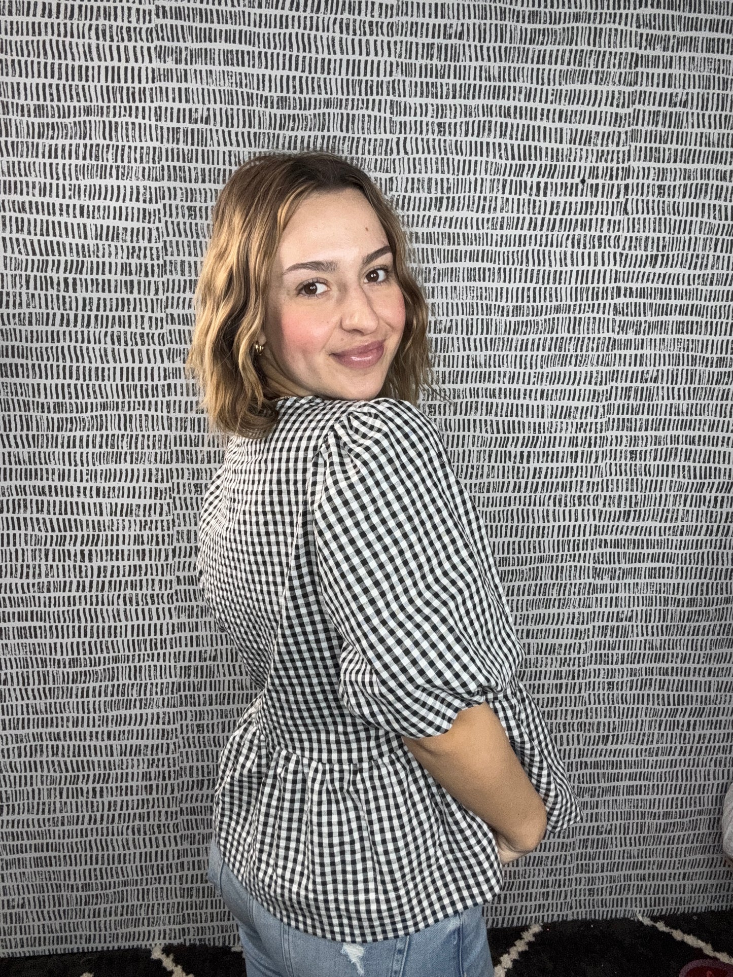 Gingham Plaid Blouse Top