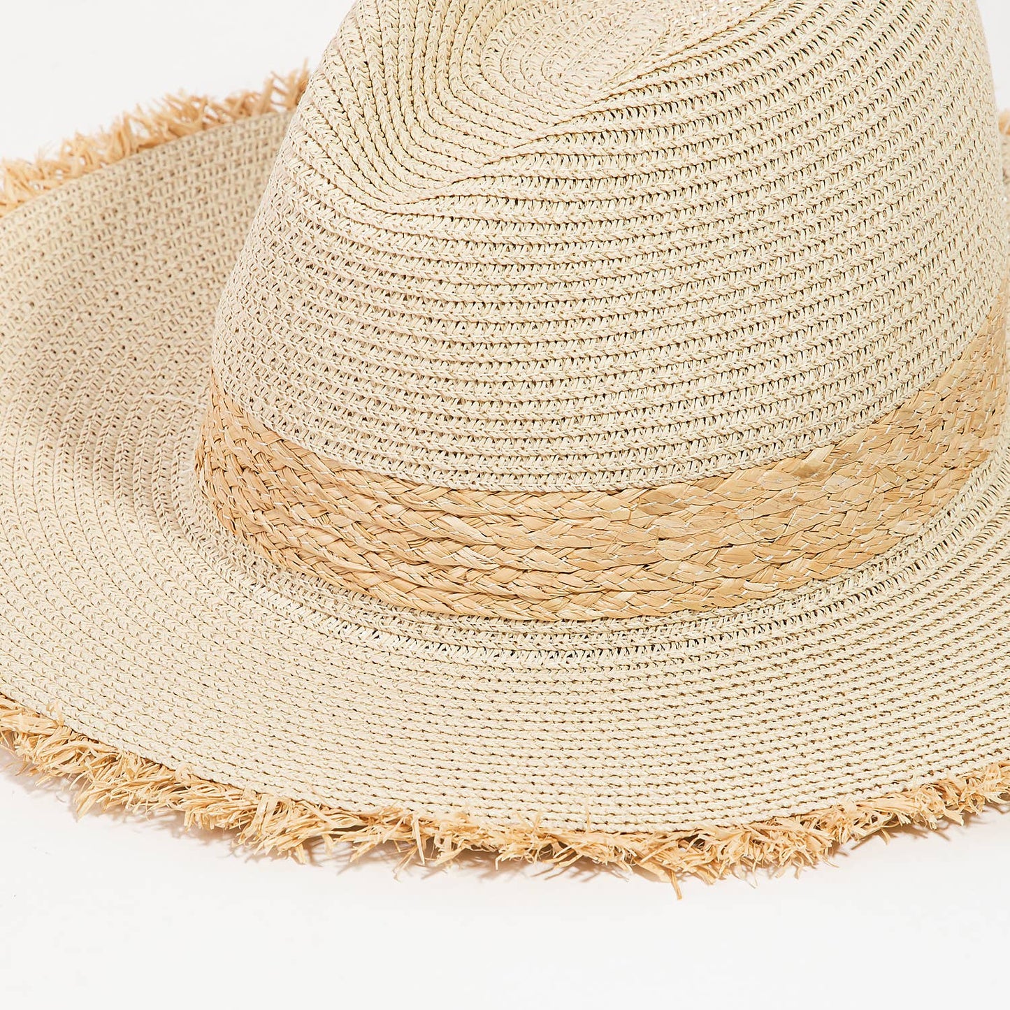 Straw Braided Fringe Fedora Hat