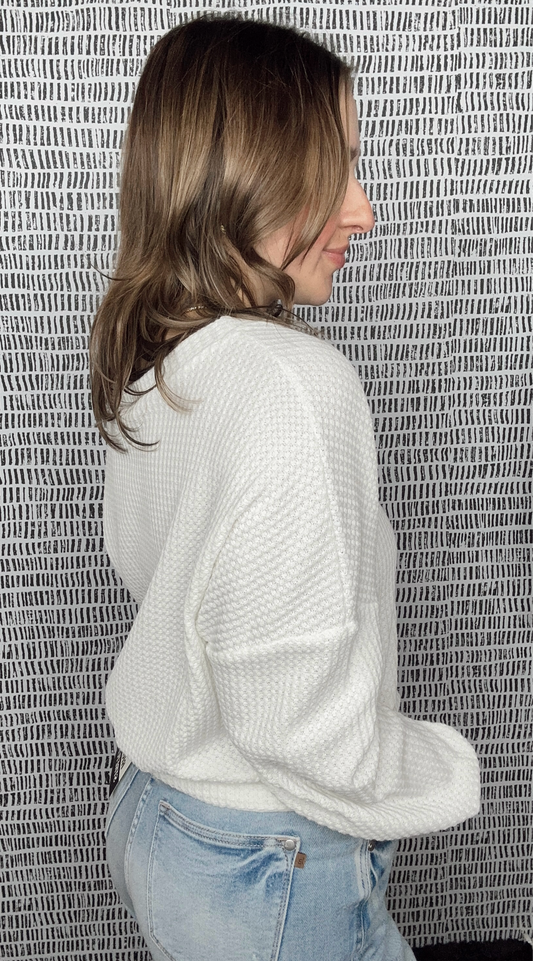 Banded Waffle LS Top