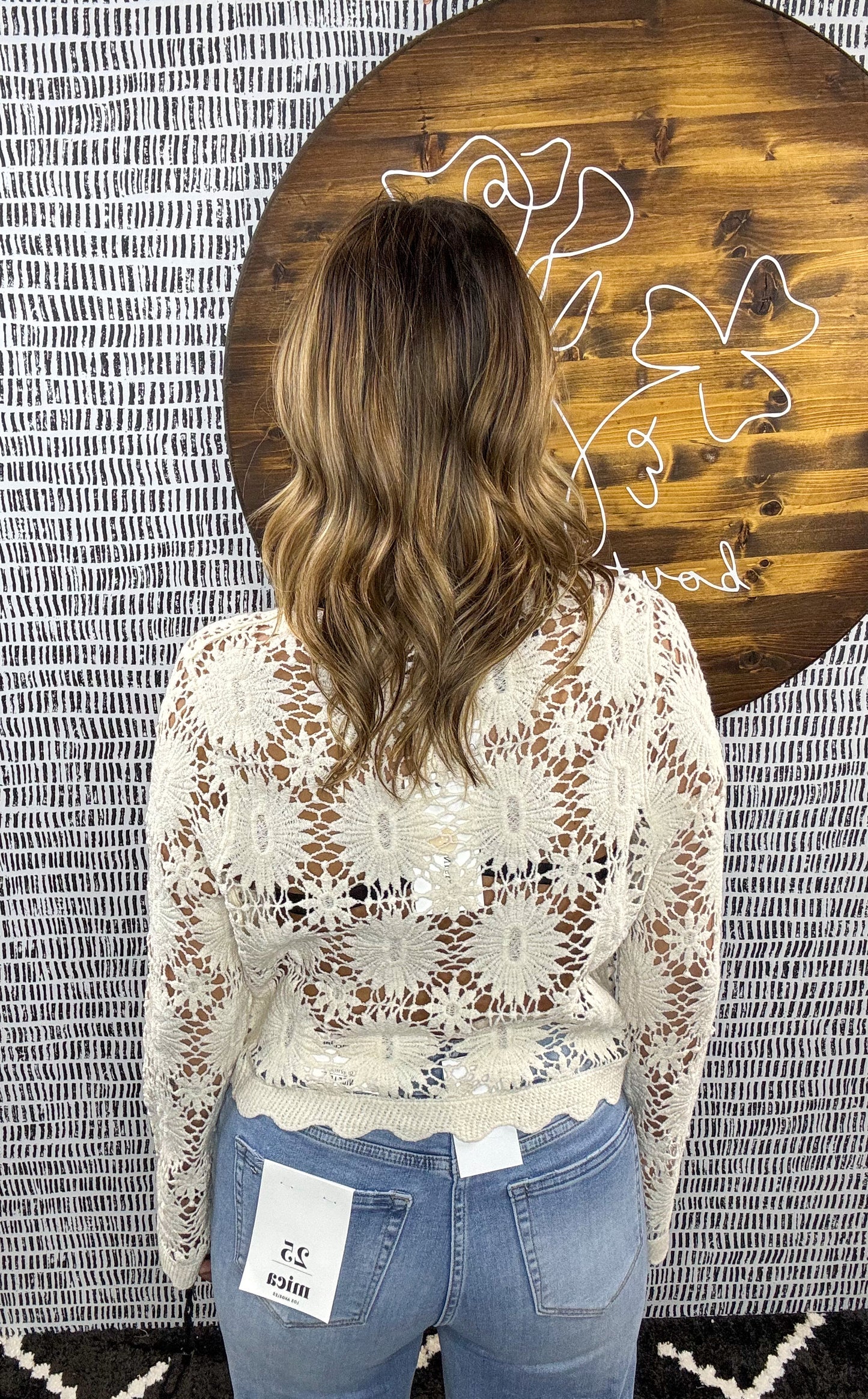 Lissy Crochet 3/4 Slv Cardigan