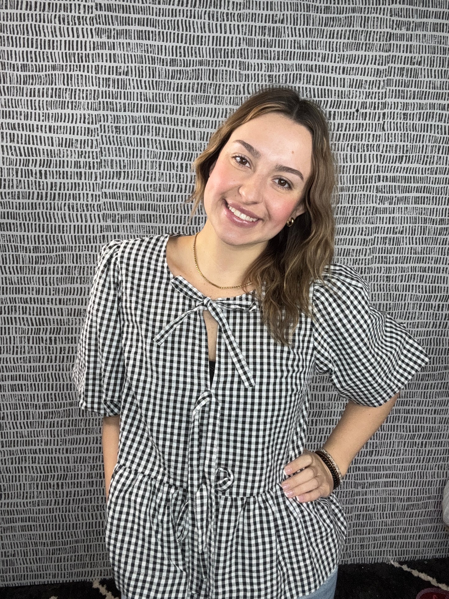 Gingham Plaid Blouse Top