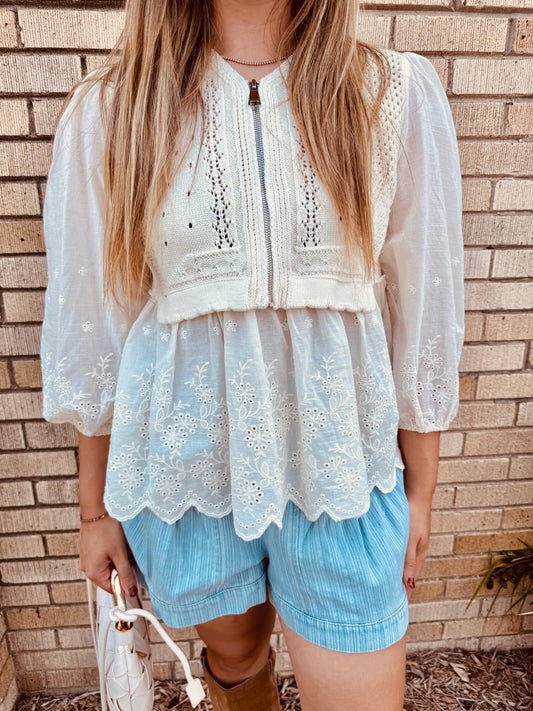 Mason Babydoll Sweater Half Zip