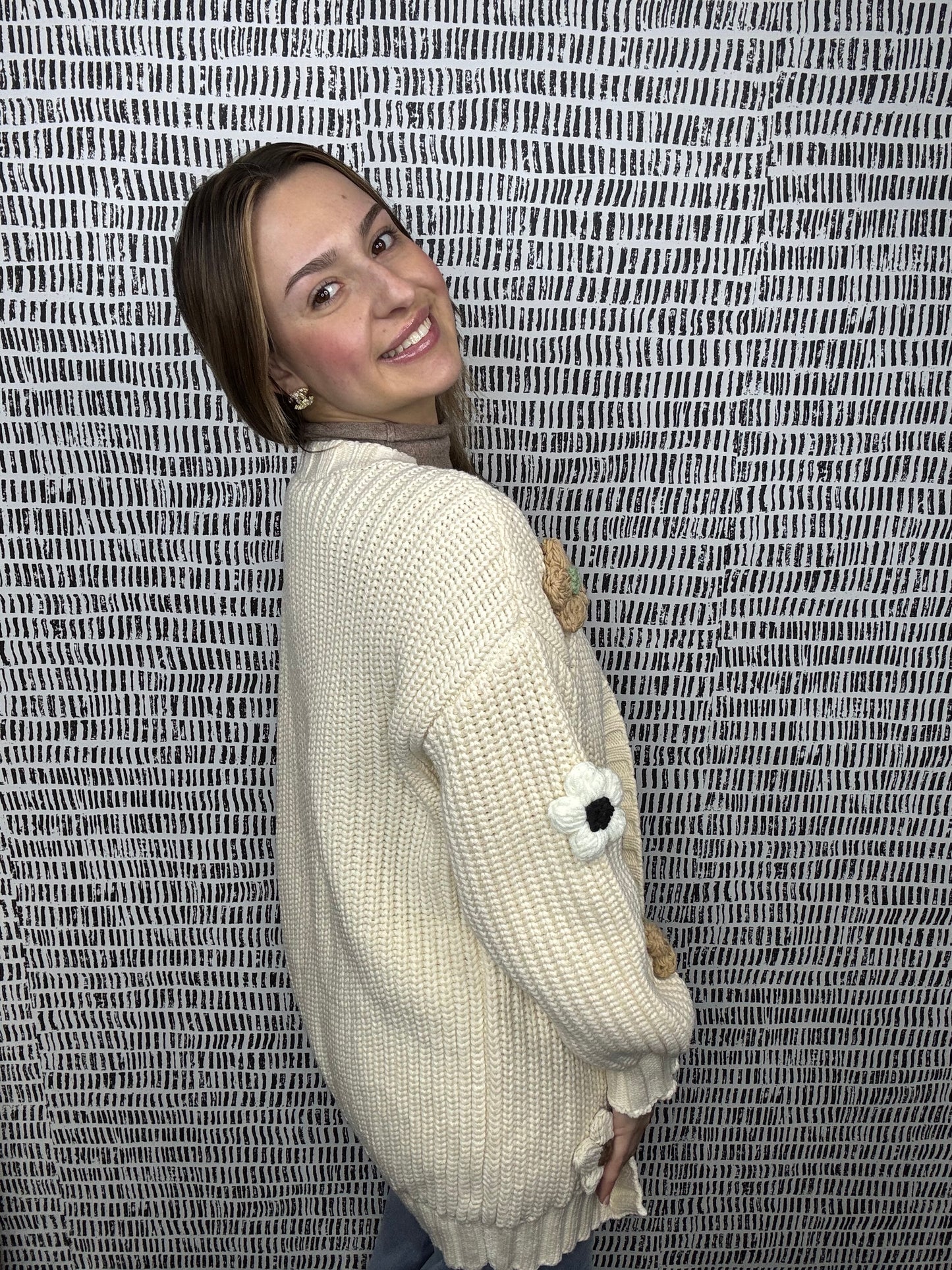 3D Chunky Flower Cardigan