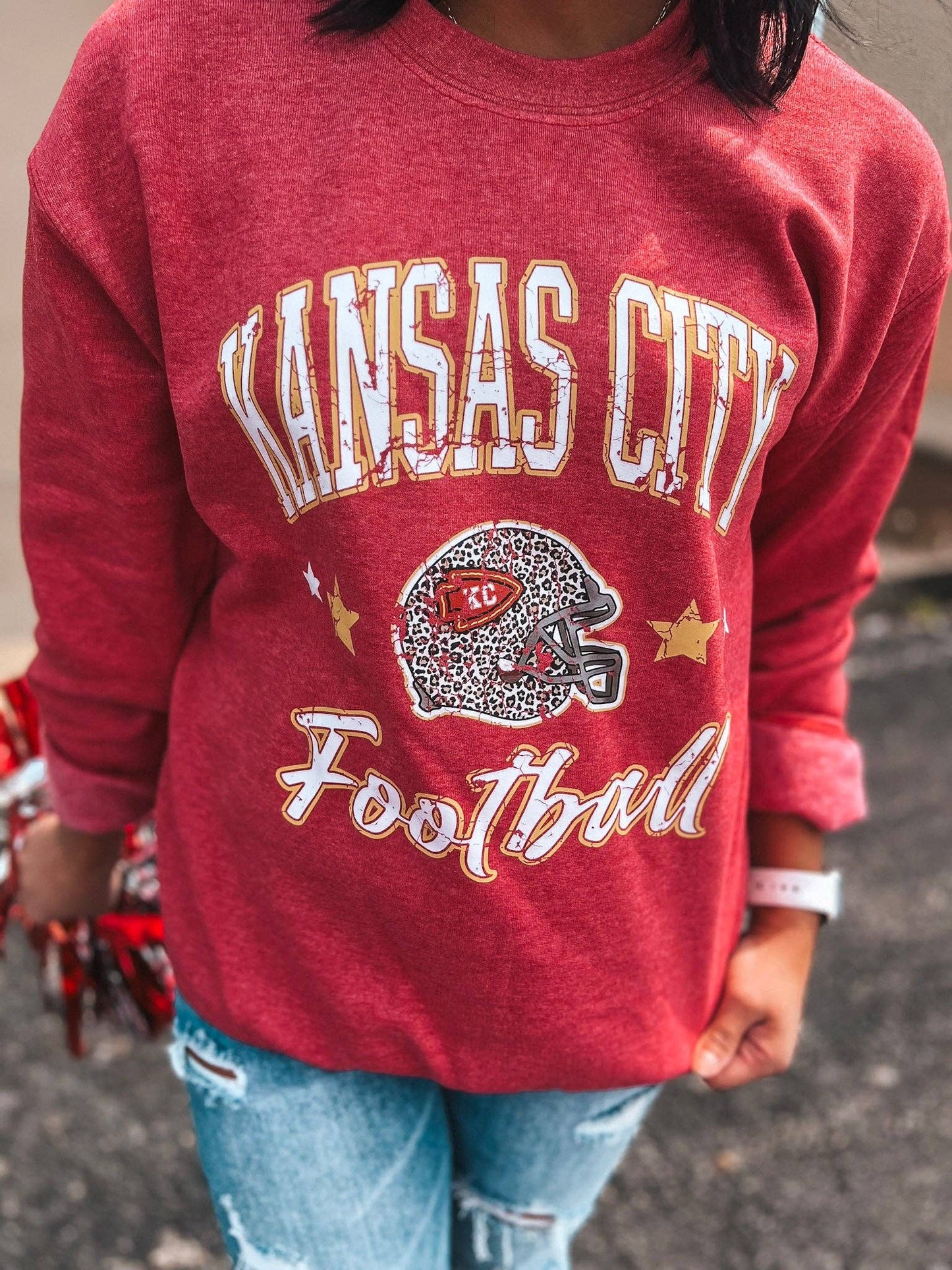 KC Football Leopard Helmet Sweatshirt