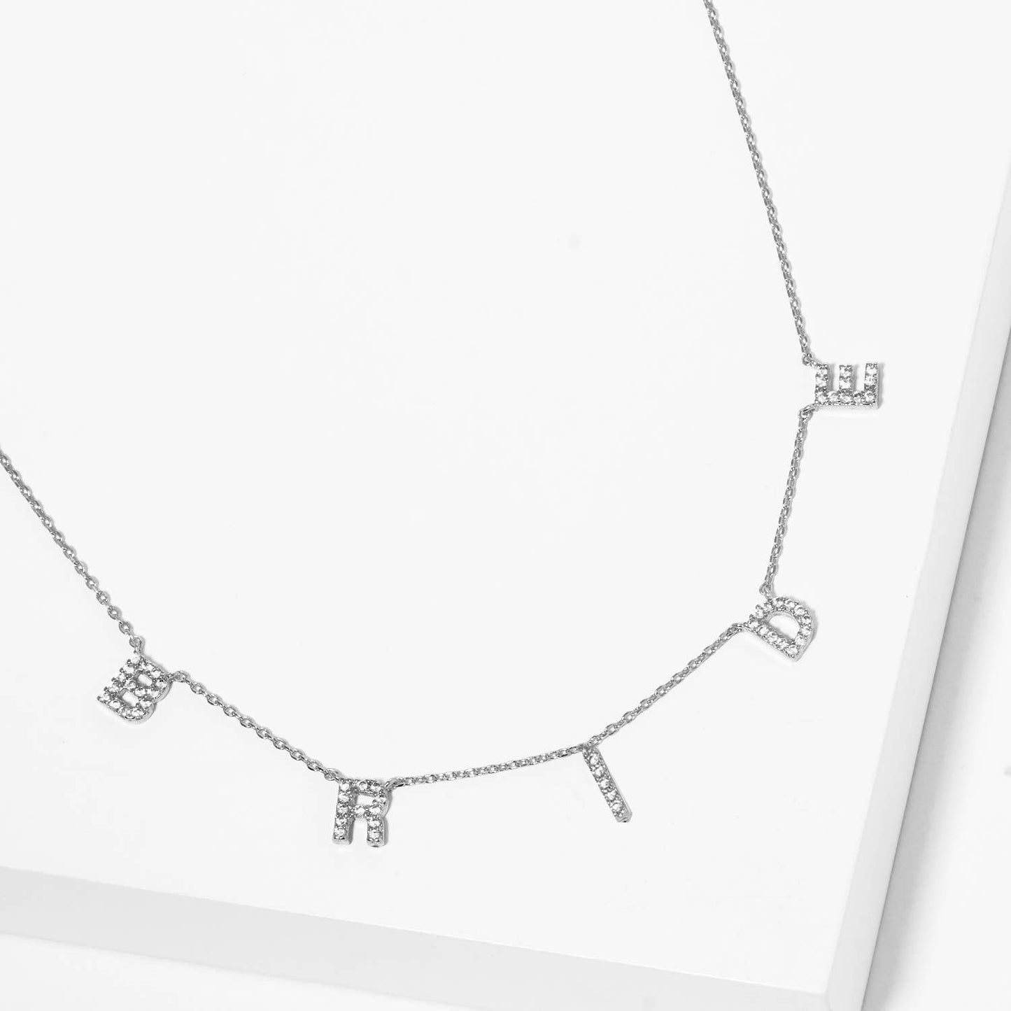 CZ Gold-Dipped BRIDE Letters Necklace