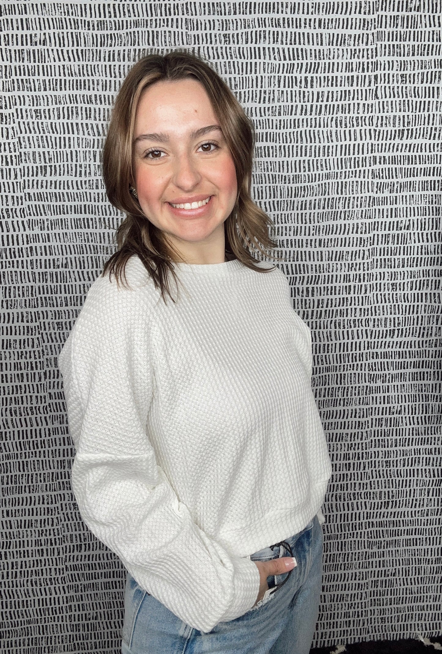 Banded Waffle LS Top