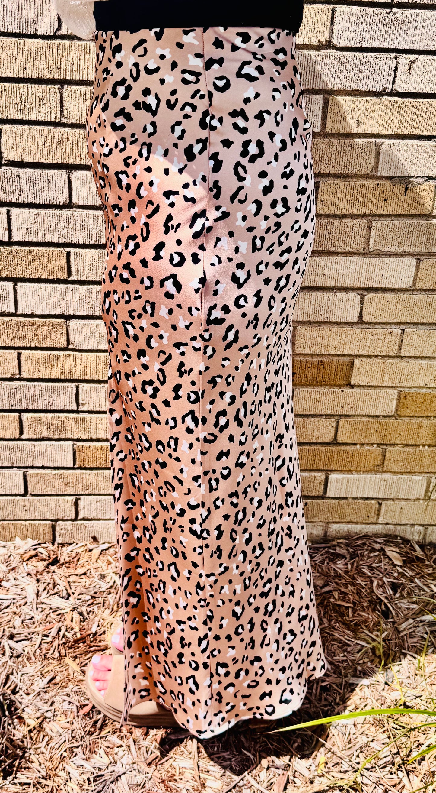 Layla Leopard Satin Midi Skirt