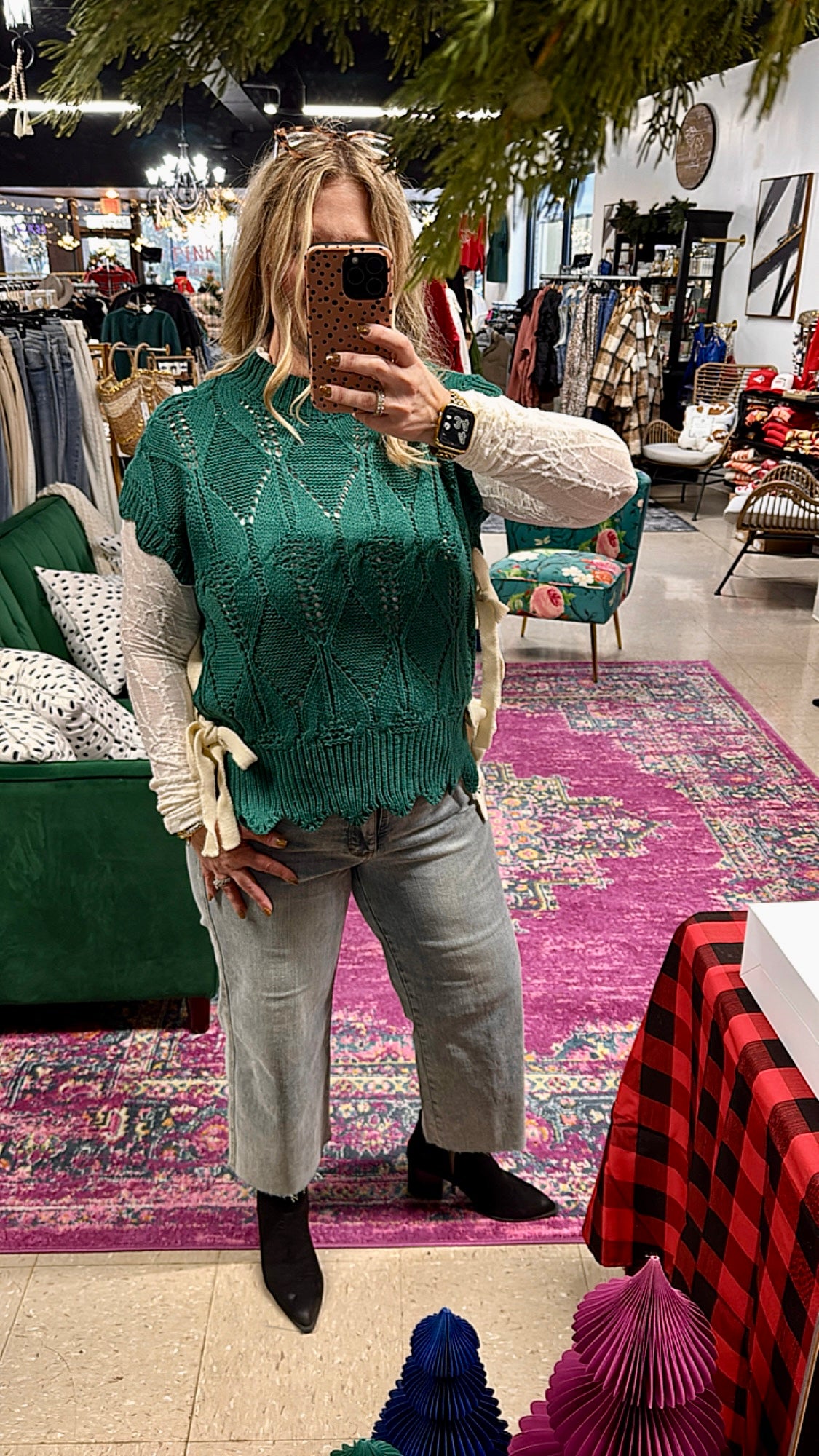 Sheer Knit Jacquard Turtleneck Bodysuit