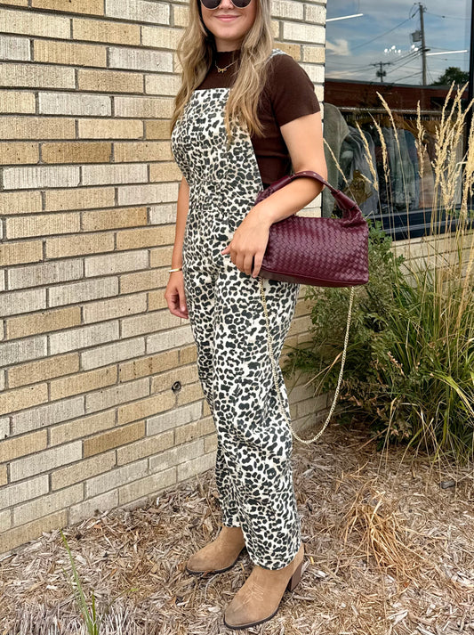 Leopard Slouchy Relax Fit Denim Overall