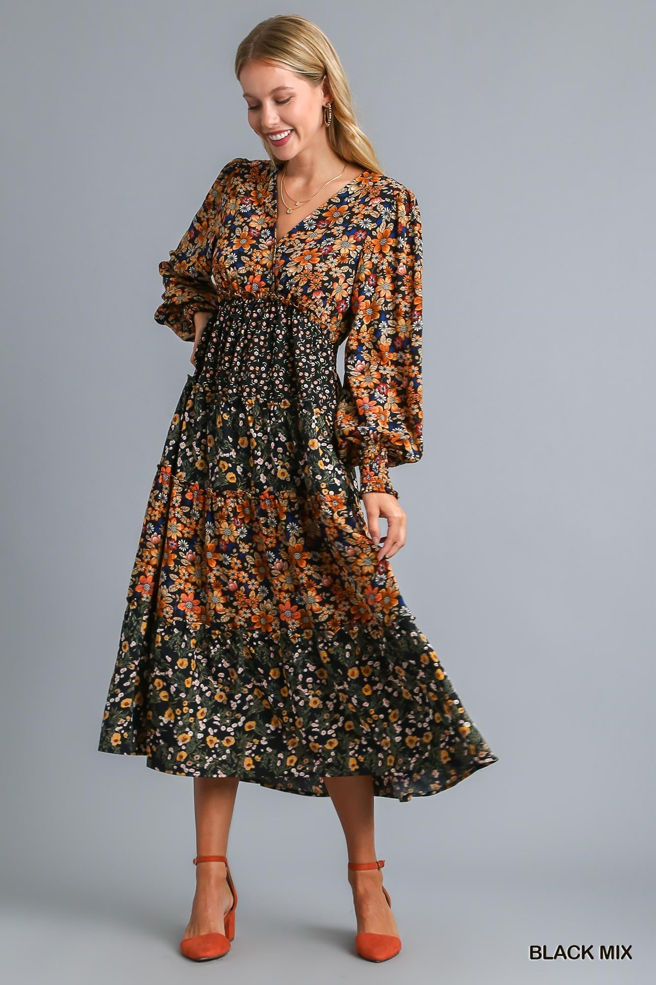 Tiered Floral Midi Dress – Erin Rose Boutique