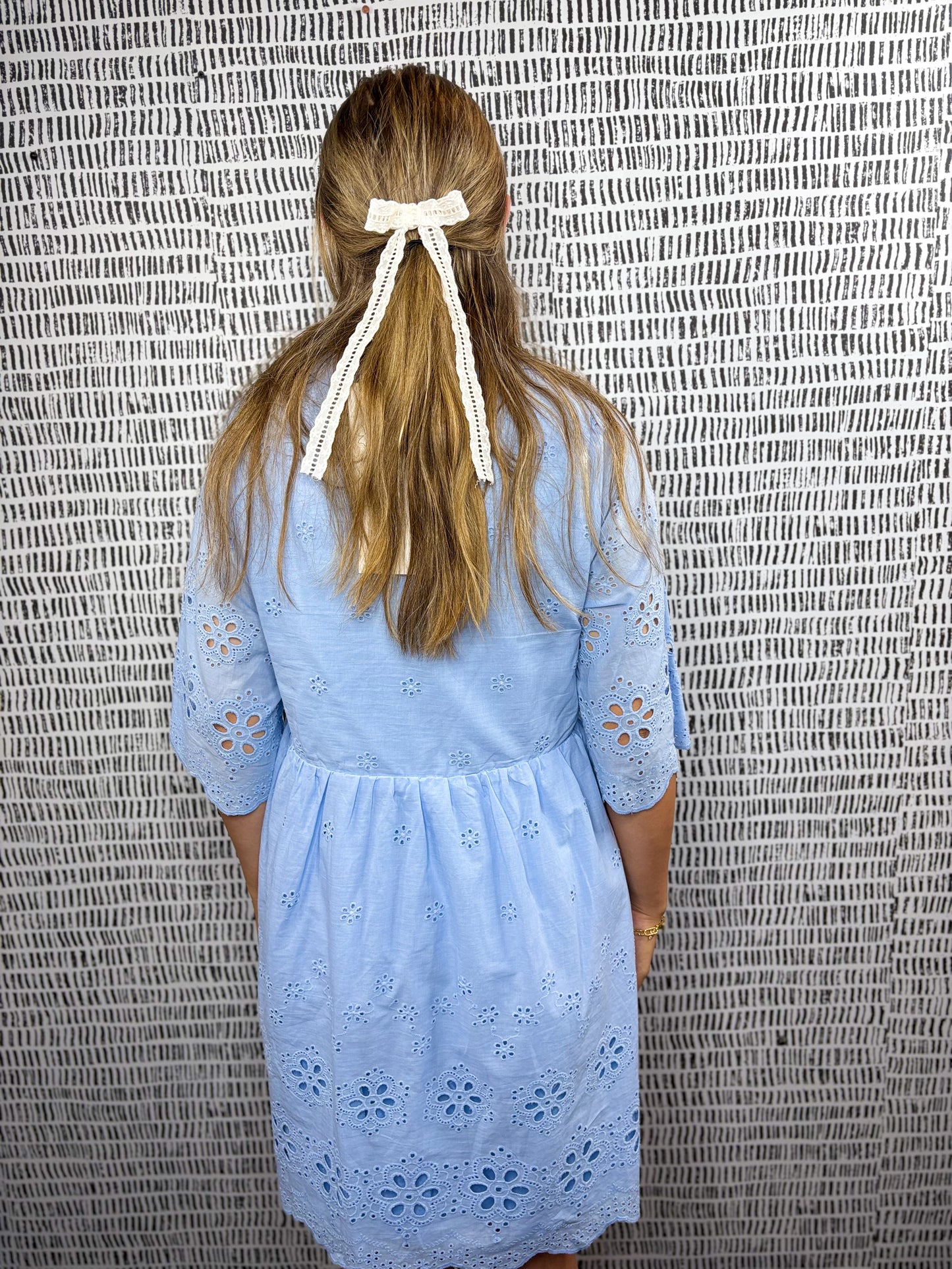 Dina Embroidered Scallop Edge Detail Mini Shirt Dress