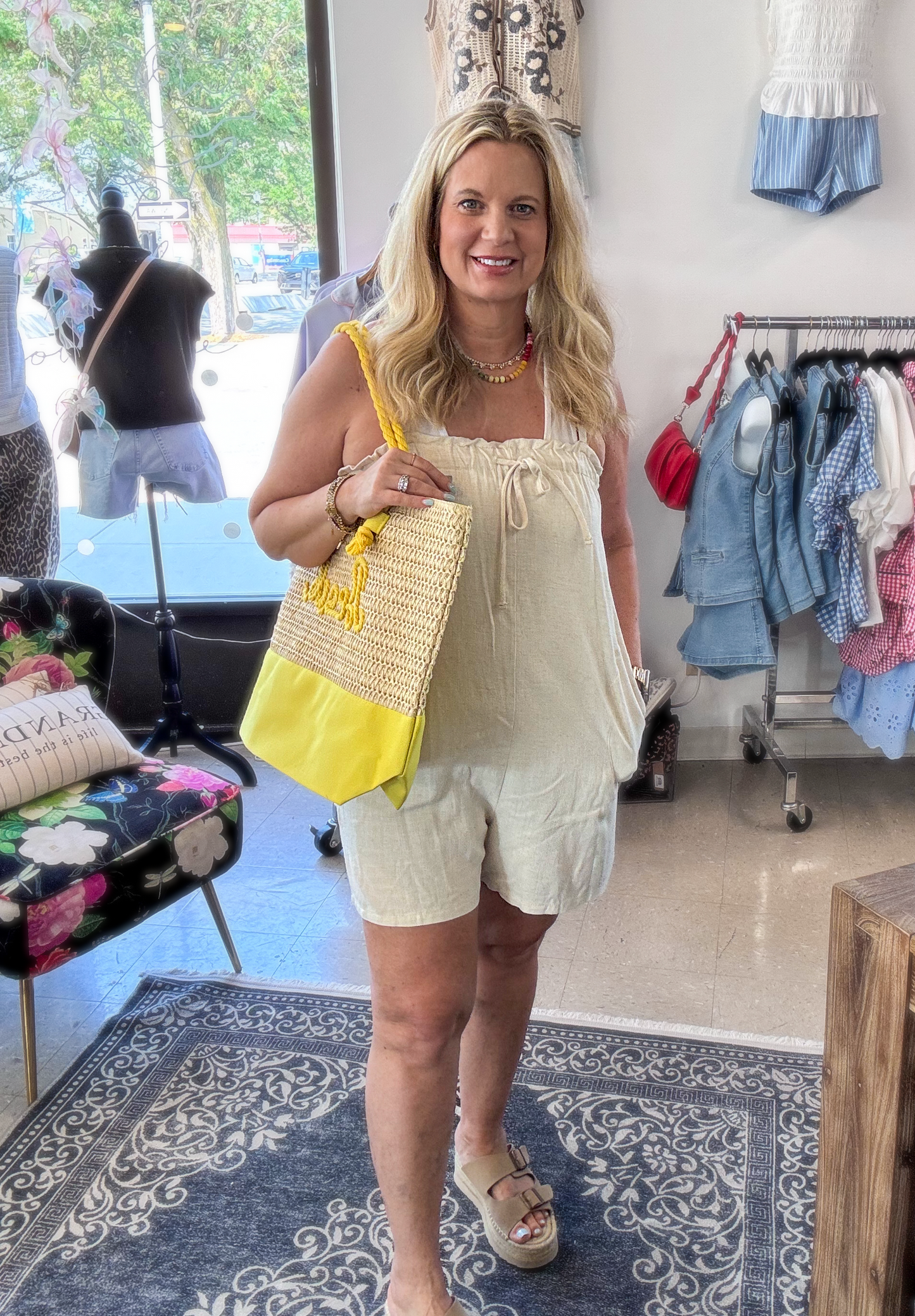 Sandy Adjustable Strap Romper w Pockets