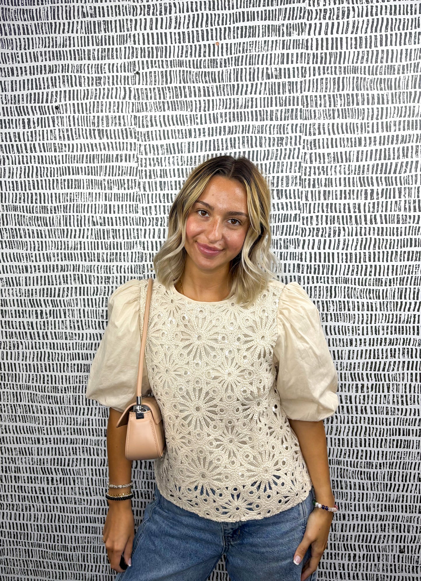 Demi Sequin Crochet Blouse