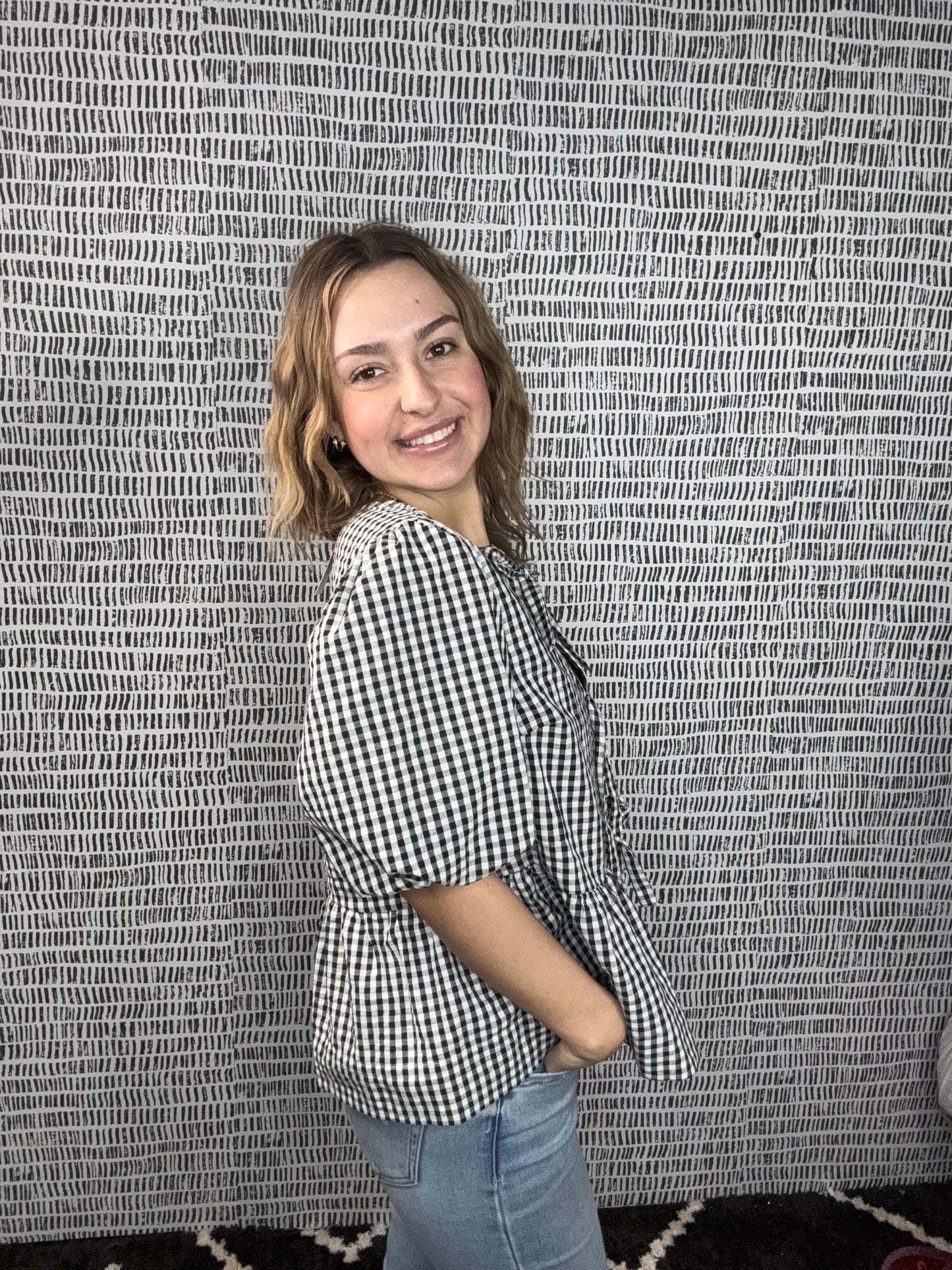 Gingham Plaid Blouse Top