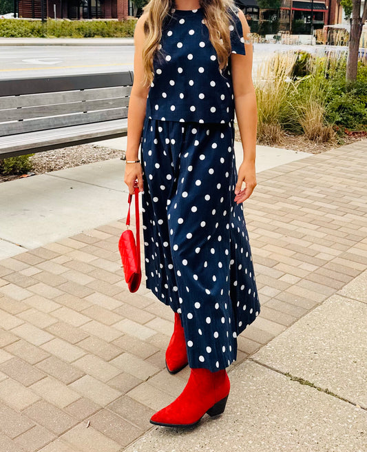 Caryn Polka Dot Sleeveless Top