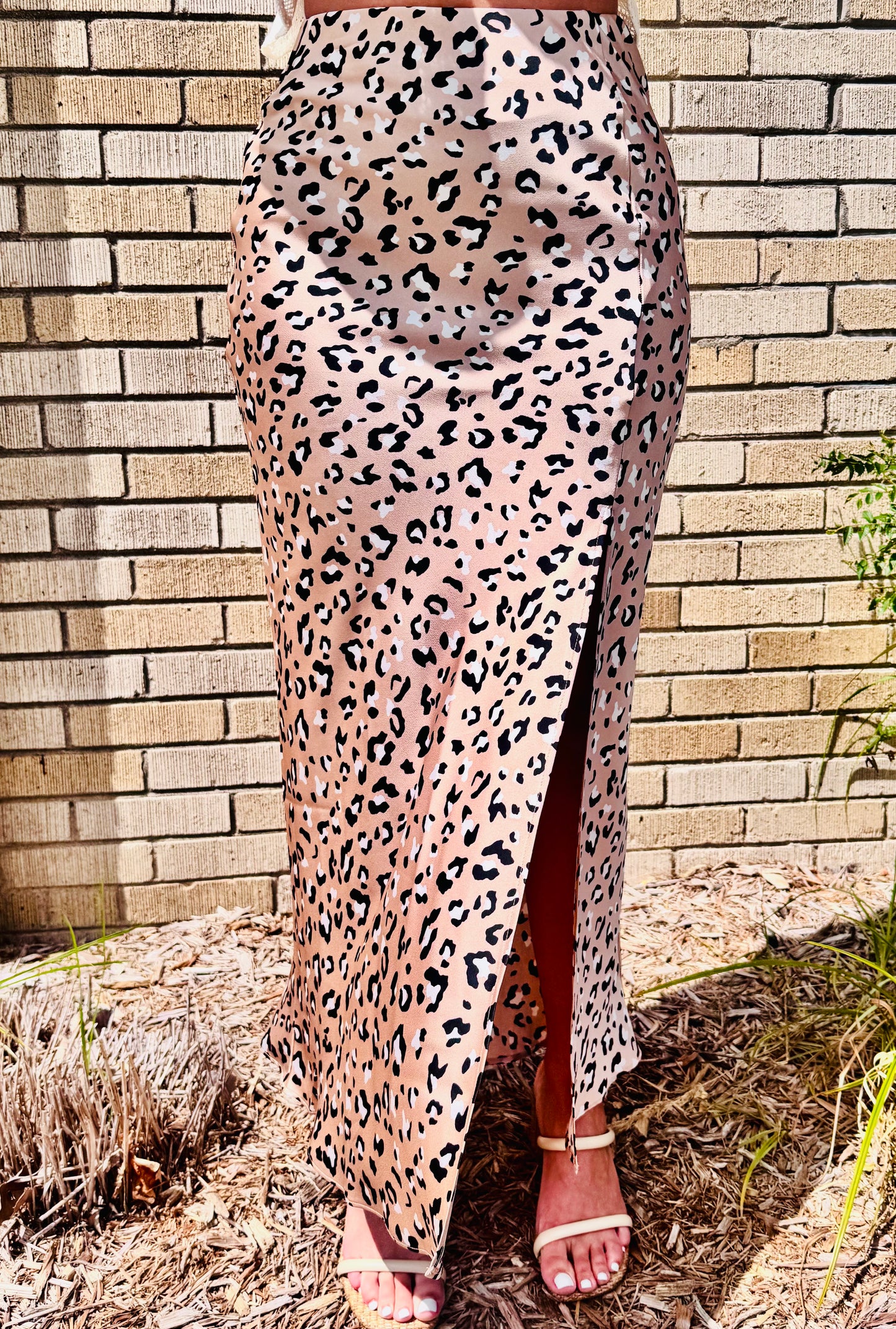 Layla Leopard Satin Midi Skirt