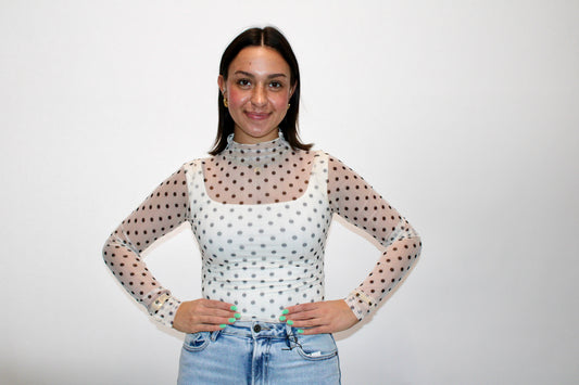 Sweet Spot Polka Dot Lace Top