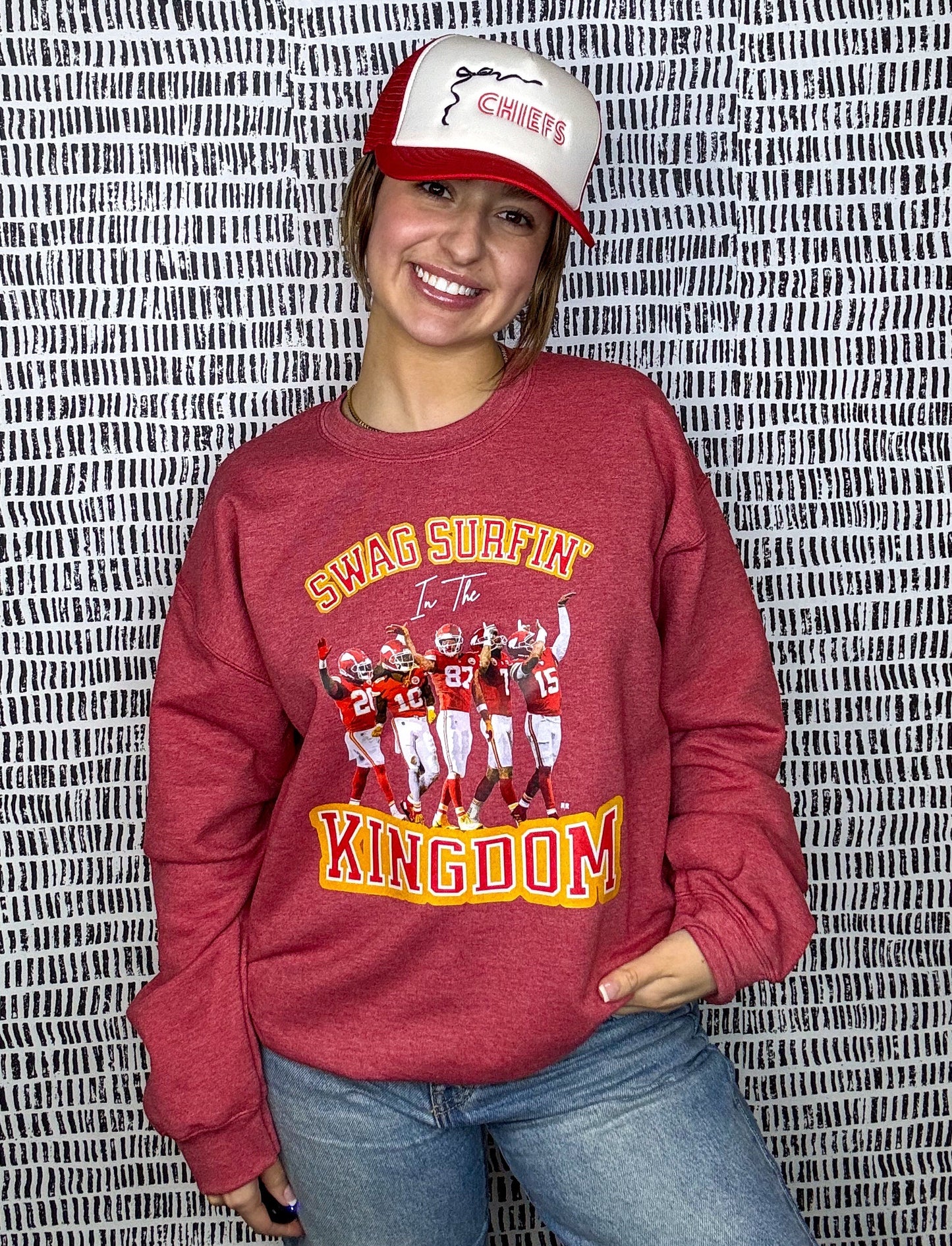 Kansas City Swag Surfin Heather Red Graphic Sweatshirt