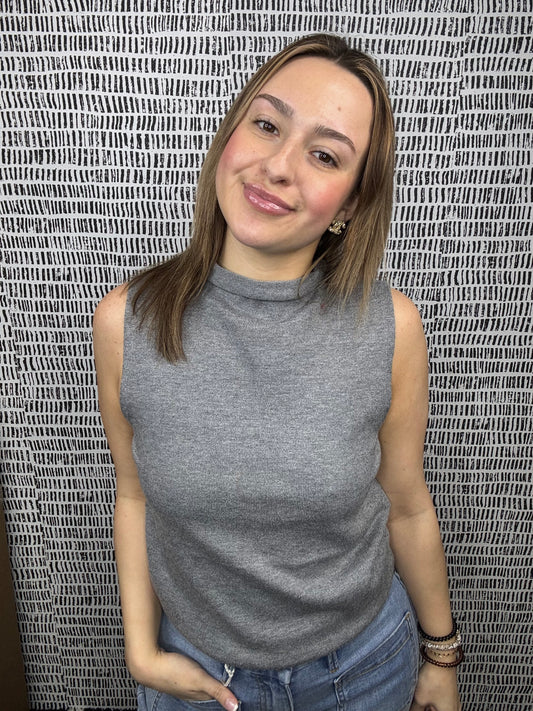 Mock Neck Sleeveless Knit Top