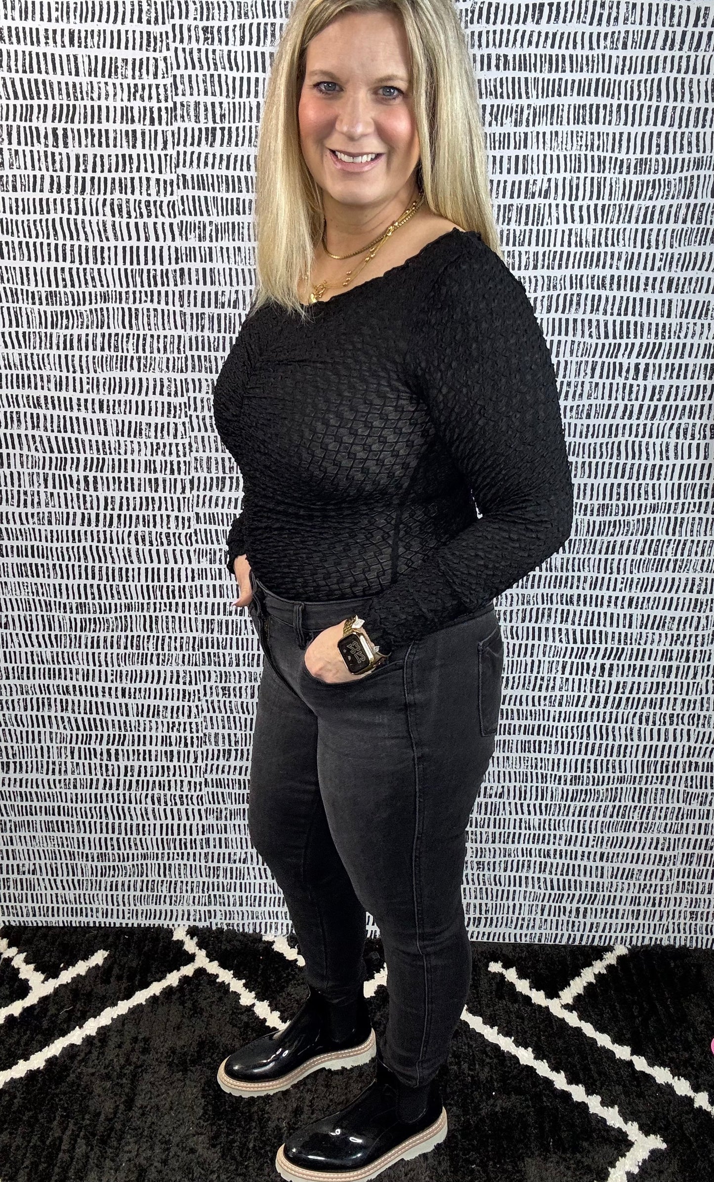 V-Neck Cinched Bodycon Top