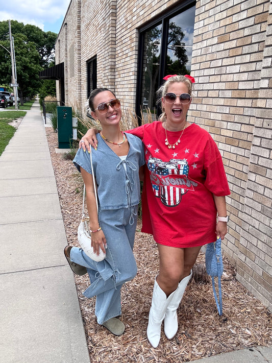 Ameri-Can Acid Washed Cotton Tee Dress