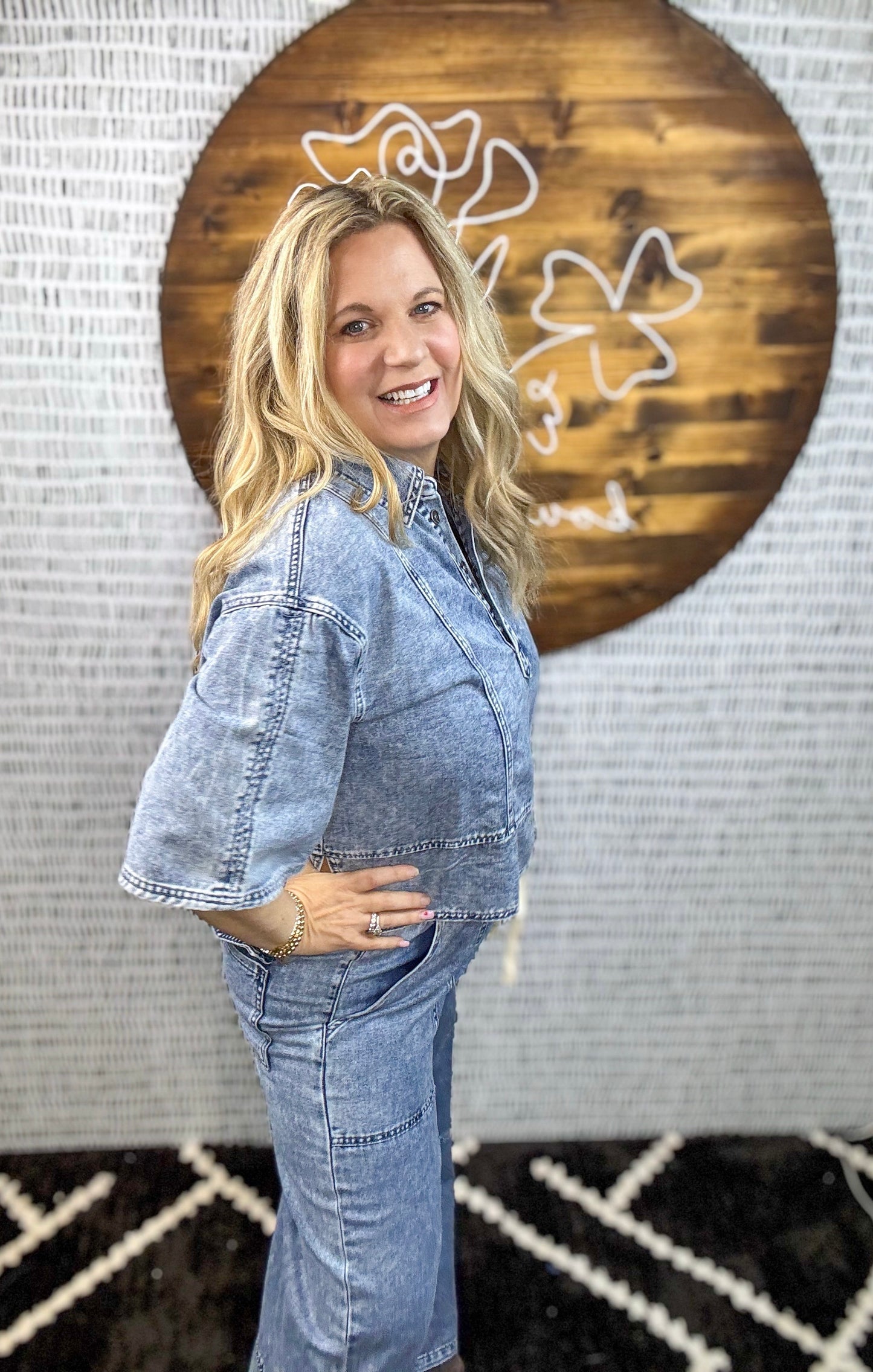 Denim Collared Oversized Top