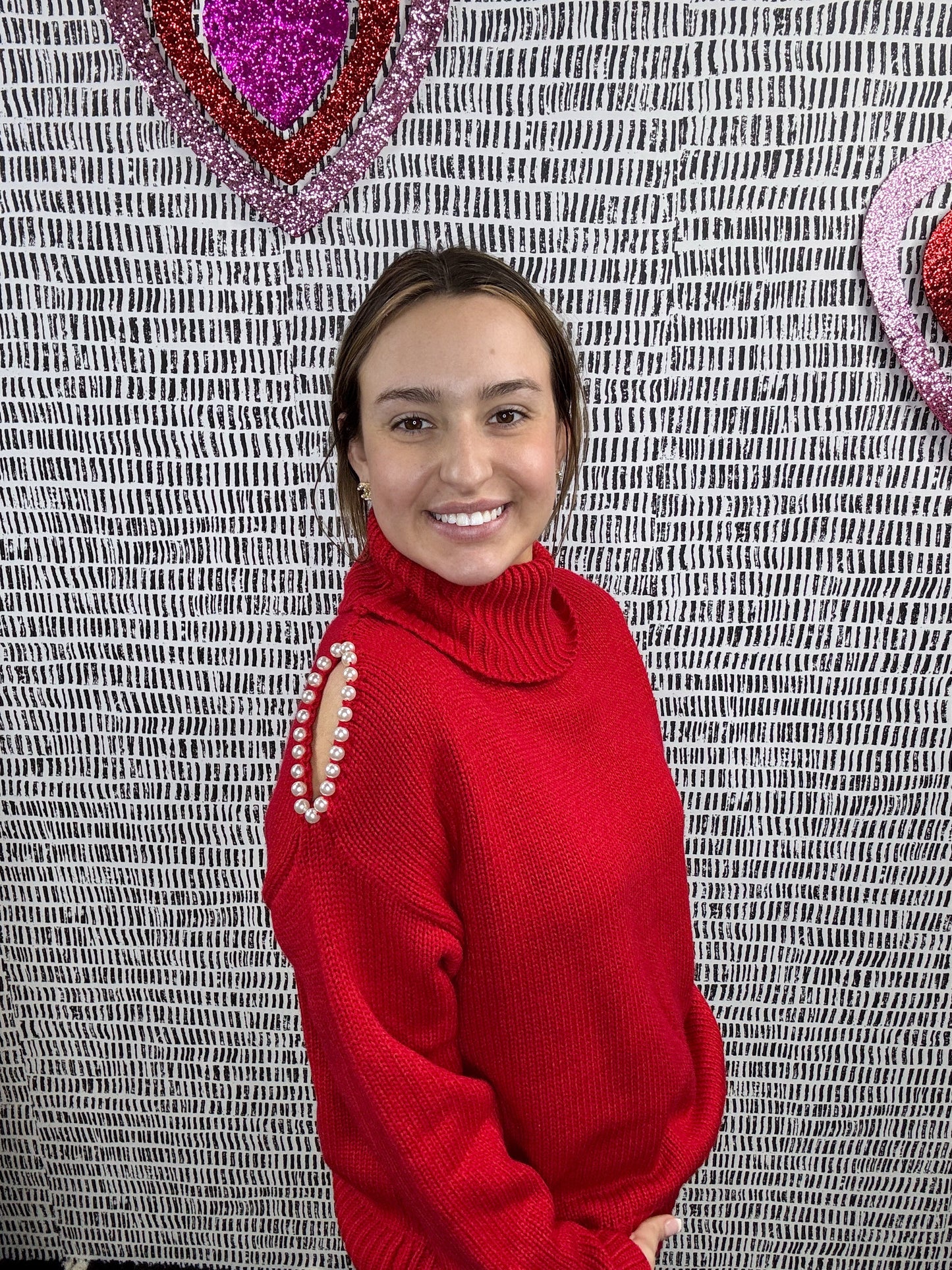 Turtleneck Sweater w/ Pearl Details