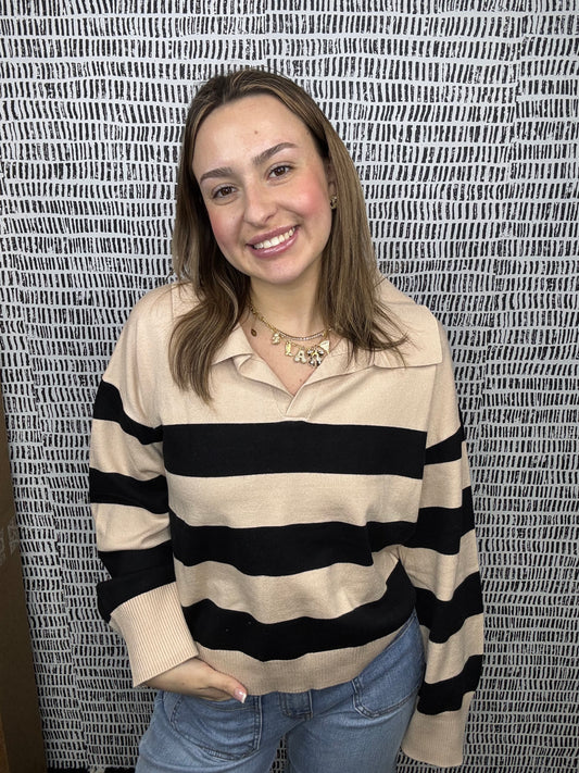 Polo Stripe Sweater Top