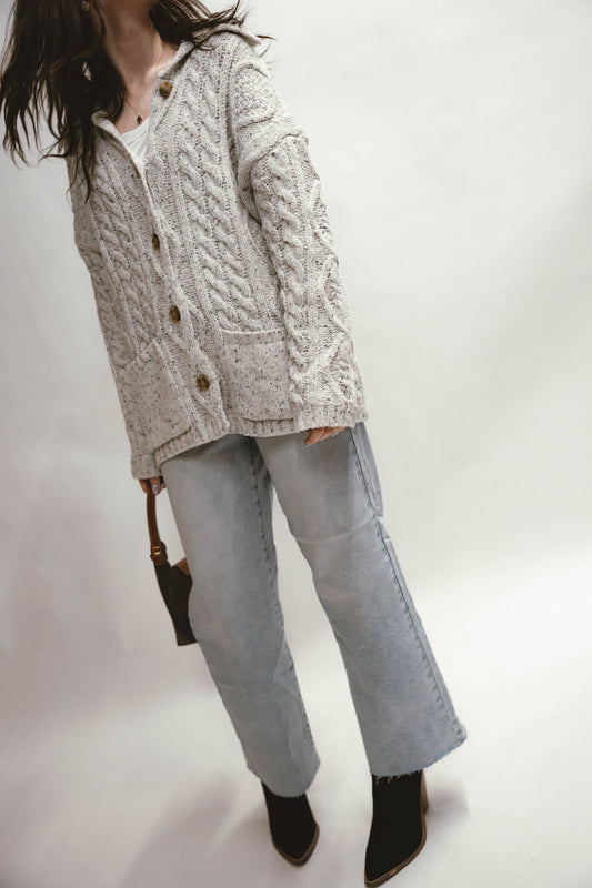 Nina Front Pocket Detail Oversized Cardigan