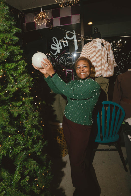 Pia Pearl Embellished Holiday Christmas Sweater