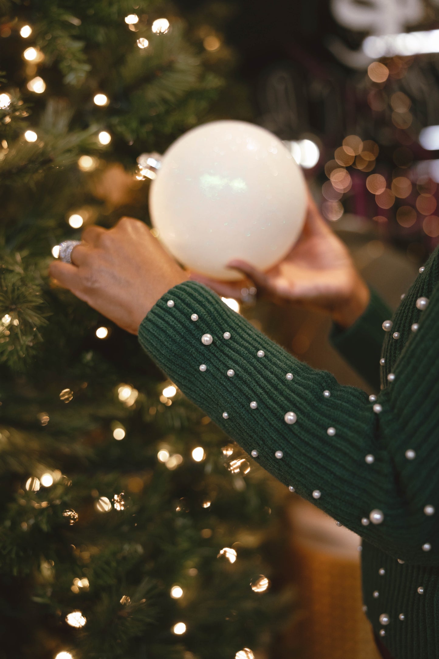 Pia Pearl Embellished Holiday Christmas Sweater