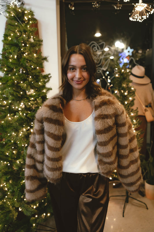 Ricky Round Neck Faux Fur Crop Coat