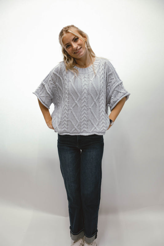 Callie Short Sleeve Knit Sweater Top