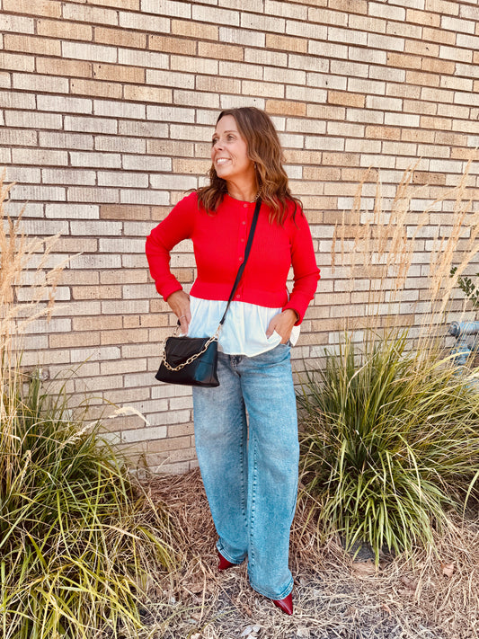 Teddy Mix Peplum Top