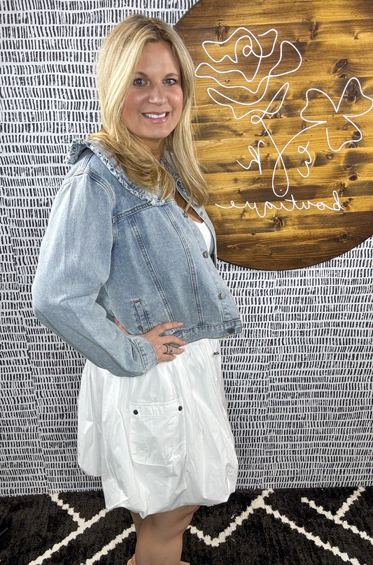 Hope Denim Ruffle Collared Jacket