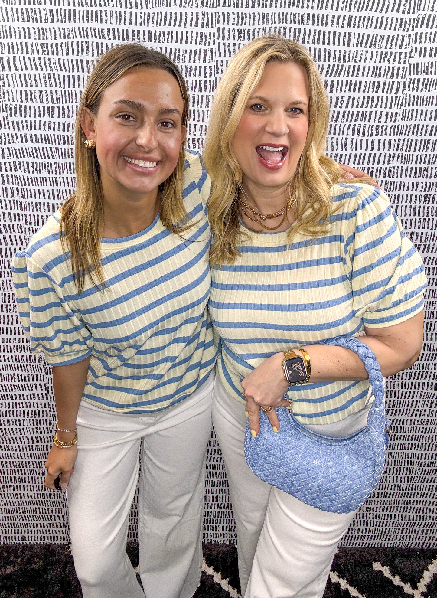Sandra Stripe Puff Slv Ribbed Top
