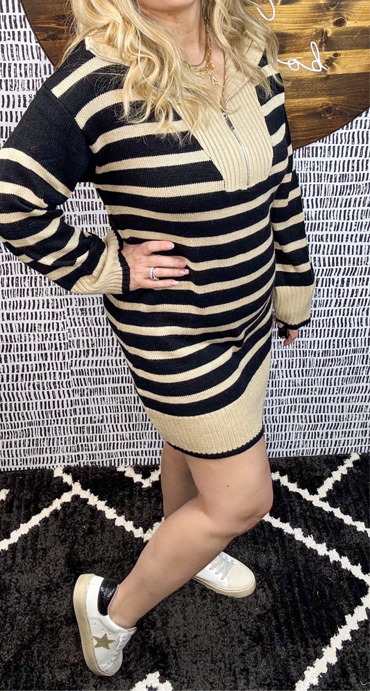 Mock Stripe Sweater Mini Dress