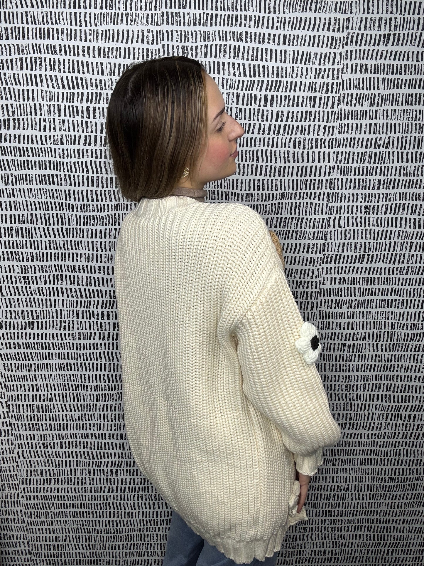 3D Chunky Flower Cardigan